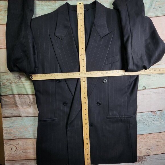 Canali Proposta Charcoal Pinstripe Double-Breasted Wool Blazer Size 48 - Picture 10 of 12